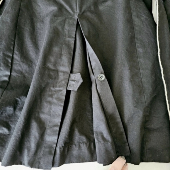 GAP Vintage Y2K Double Breasted Black Tan Piping Belted Cotton Trench Coat- L - Picture 12 of 16